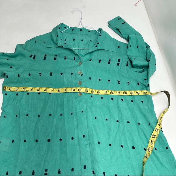 Fridaze linen Green Button-Up Women's Top size L - Picture 9 of 9